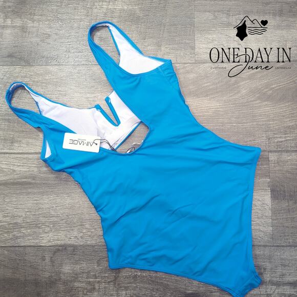 Aimage V Wire Cut Out One Piece Swimsuit Size M - Picture 7 of 7